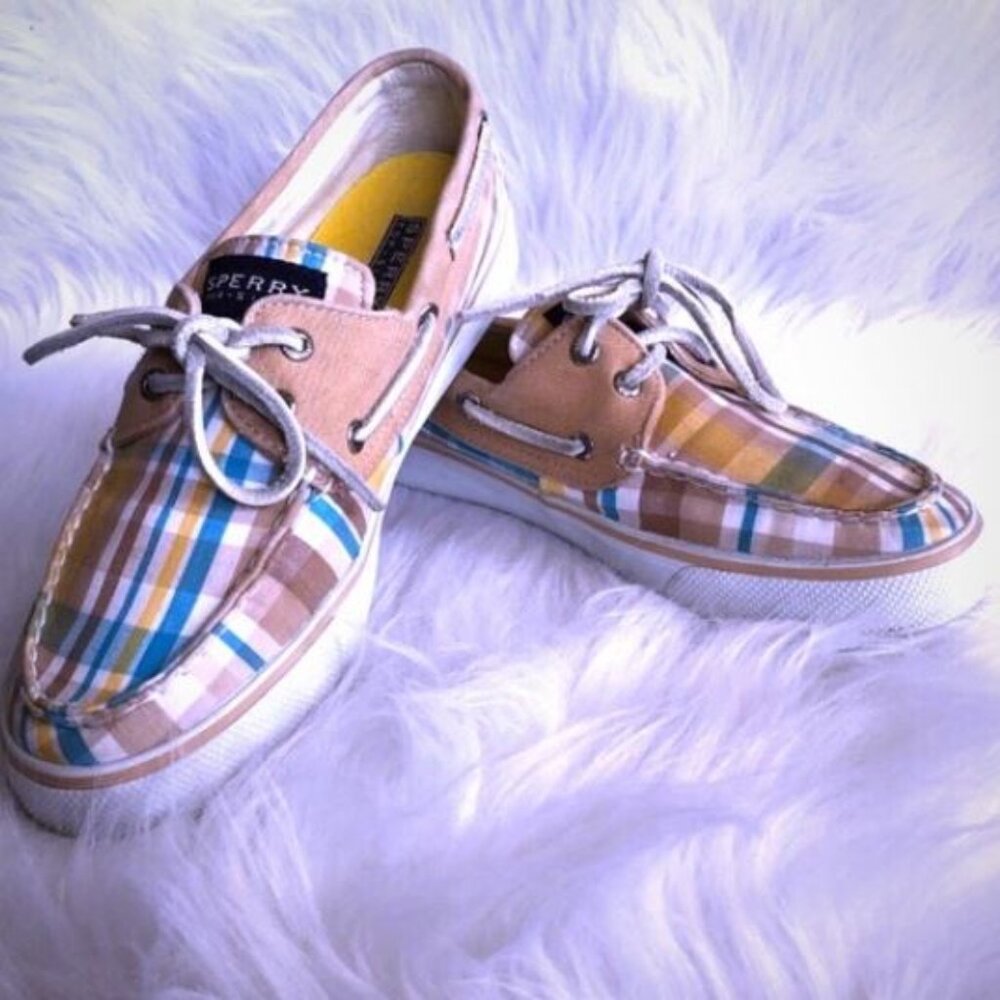 Sperry Bahamas Topsider Loafers Womens Size 7 Spring Plaid Boat Shoes